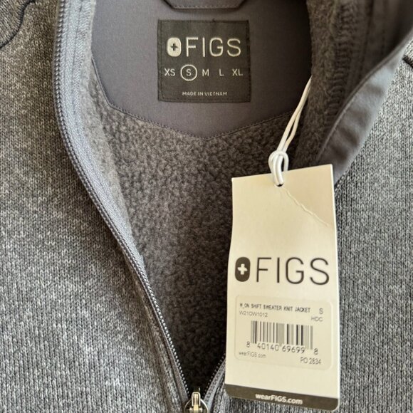FIGS On-Shift Sweater Knit Jacket Heather Dark Charcoal NWT - Picture 4 of 8
